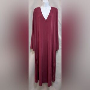 Free People Fine Romance Keyhole High‎ Slit Tunic Dress Sz L Mauve / Dusty Rose